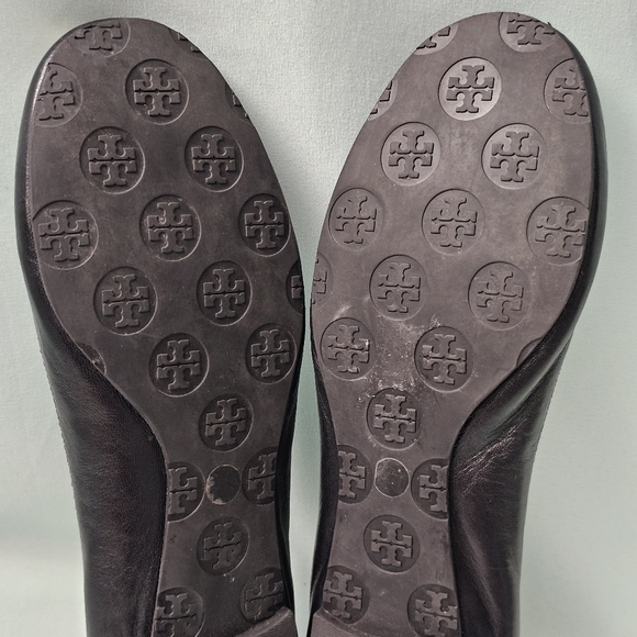 Tory Burch Minnie Travel Ballet Flats Womens Size 8 Black Leather Slip On Shoes - Picture 12 of 14